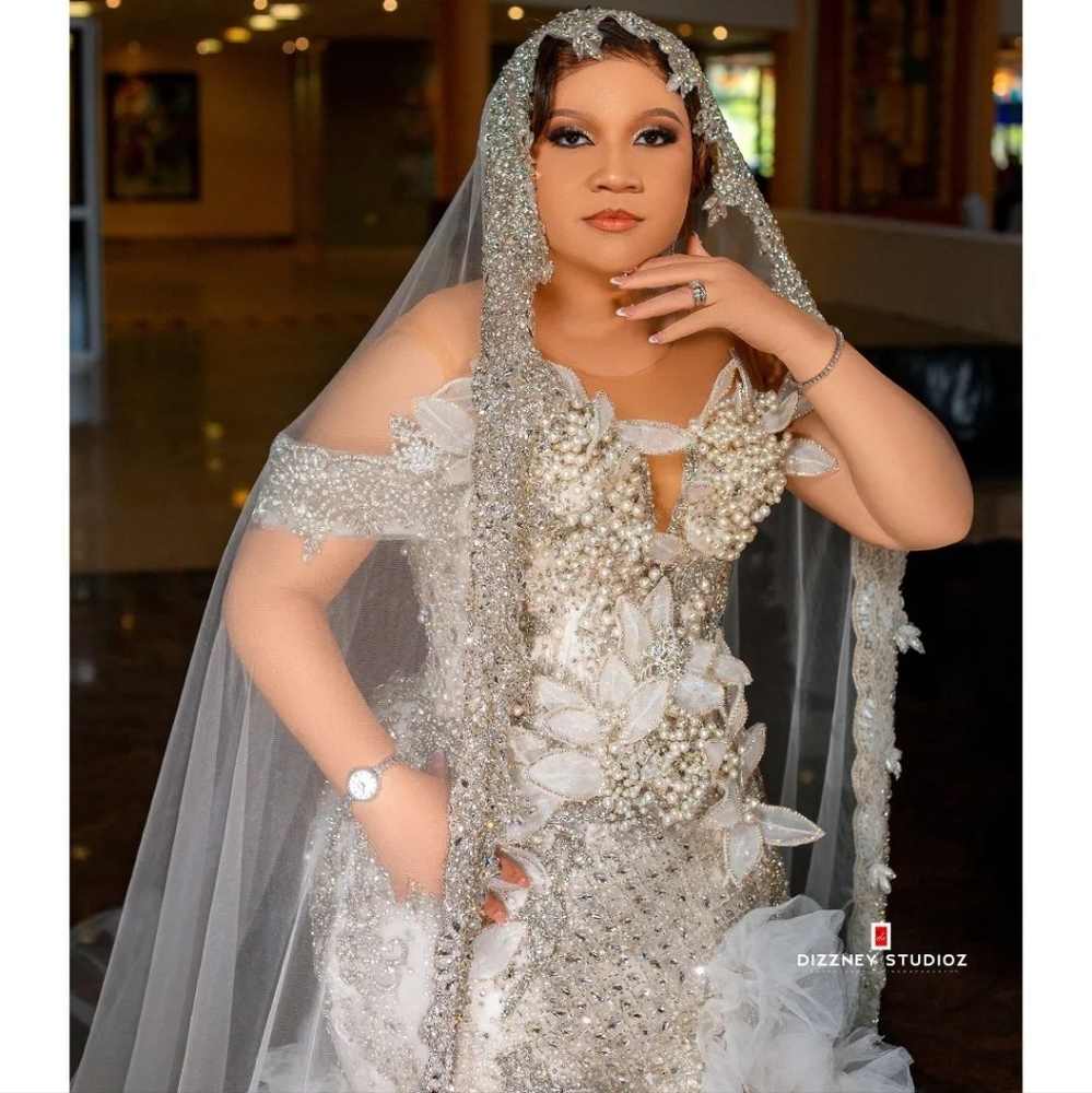 Custom vspangles wedding dress & vail